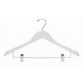 White Wooden Suit Hanger w/Clips